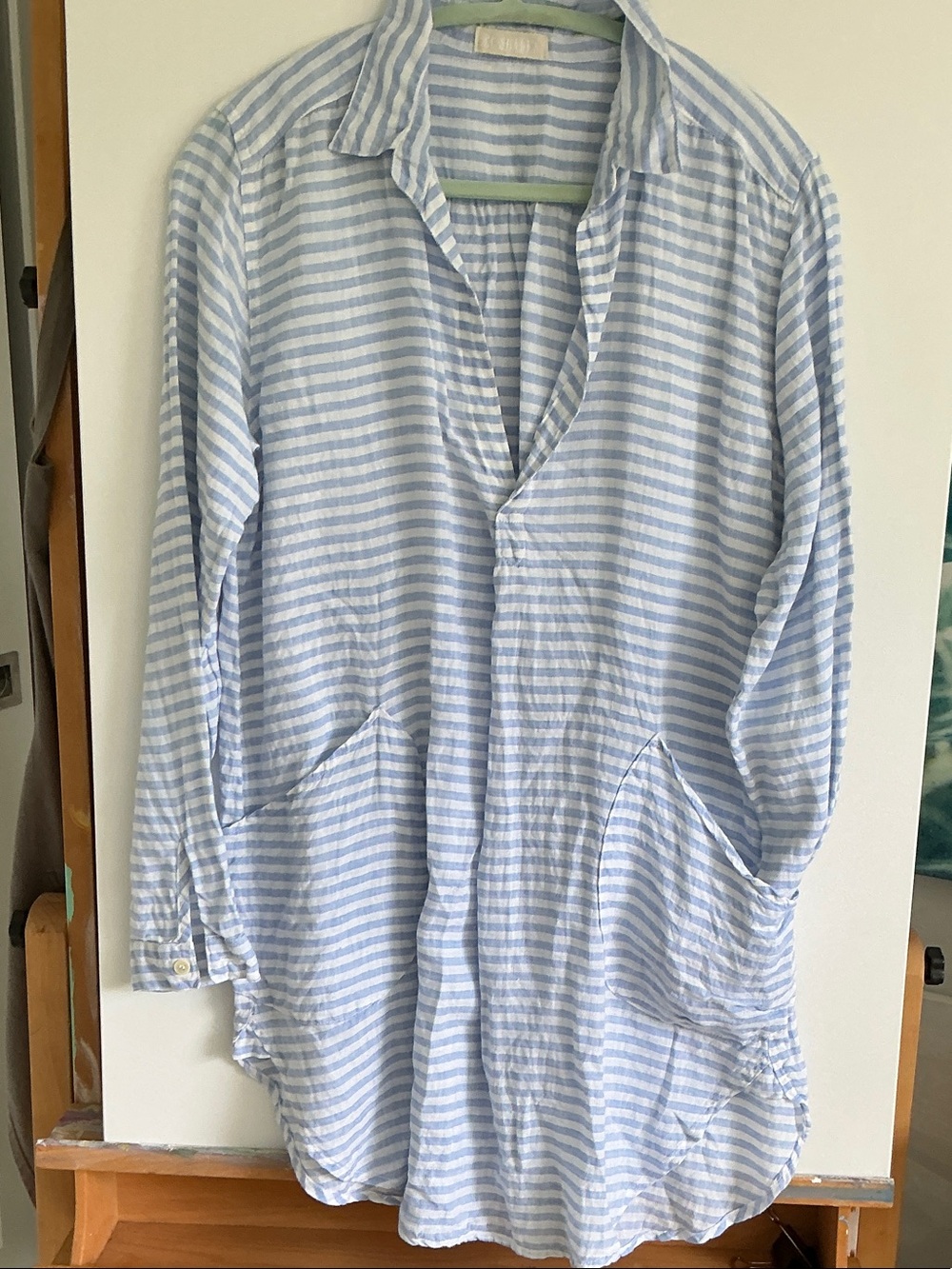 CP Shades Womens Lightweight linen in Light Blue & White stripes